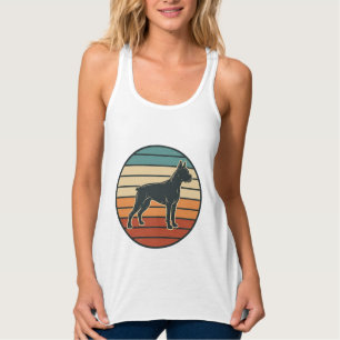 Vintage Boxer Dog Sunset Engraving Vector Design_1 Singlet