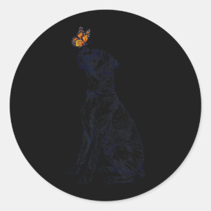 Vintage Boxer Dog With Butterfly Lover Classic Round Sticker