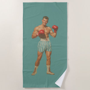 Vintage Boxer In Striped Shorts Beach Towel