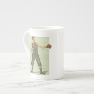 Vintage Boxer with Long Green Trunks Bone China Mug