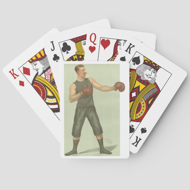 Vintage Boxer with Long Green Trunks Playing Cards (Back)