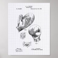 Vintage Boxing Glove 1894 Patent Art - Lined Peper