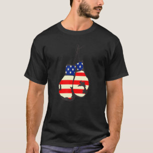 Vintage Boxing Gloves American Flag T-Shirt