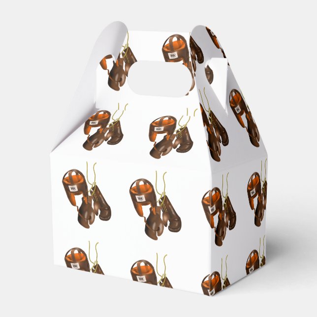 Vintage Boxing Gloves and Helmet Favour Box (Back Side)