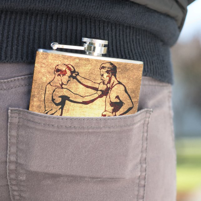 Vintage boxing men hip flask (In Situ)