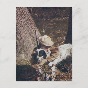 Vintage Boy and His Hunting Dog Postcard