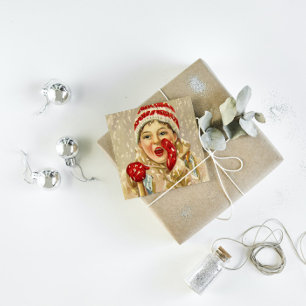 vintage boy in the snow square business card
