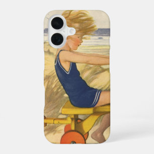 Vintage Boy Playing at the Beach with Sand Toys iPhone 16 Case