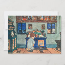 Vintage Boy Playing with Christmas Toys Painting