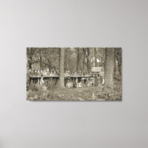 Vintage Boy Scout Troop Camping Photo 1920's Canvas Print