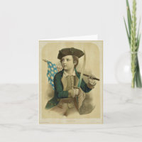 Vintage Boy with American Flag Note Card
