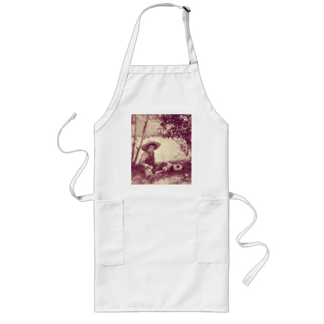 Vintage Boy With Dog At Rest Apron (Front)