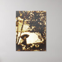 Vintage Boy With Dog At Rest Canvas Print