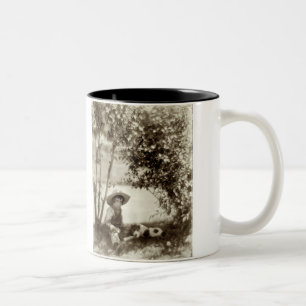 Vintage Boy With Dog At Rest Ceramic Mug