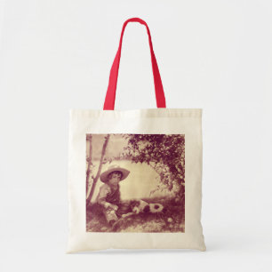 Vintage Boy With Dog At Rest Tote Bag