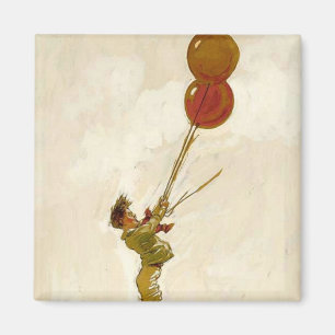 Vintage Boy with Red Balloons at a Birthday Party Magnet