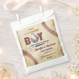 Vintage Boys Baseball Baby Shower Favour Bags