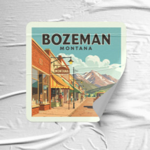 Vintage Bozeman Montana Square Sticker