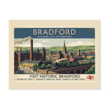 Vintage Bradford Yorkshire Retro Travel Poster Art