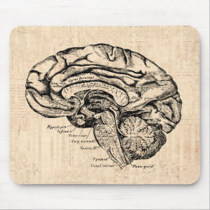 Vintage Brain Artwork Mousepad