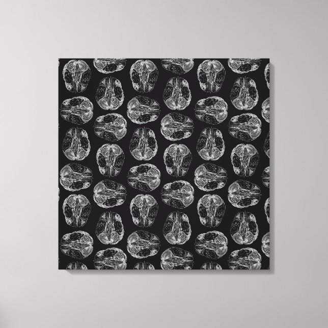 Vintage Brain Diagram Print Pattern Brains Black (Front)