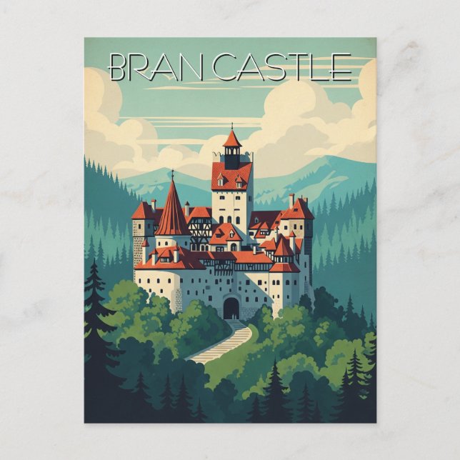 Vintage Bran Castle Romania Postcard (Front)