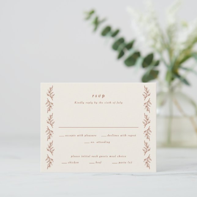 Vintage Branch Boho Wedding RSVP Card (Standing Front)