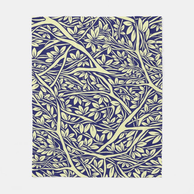 Vintage Branches: Interwoven Tree Pattern Fleece Blanket (Front)