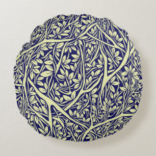 Vintage Branches: Interwoven Tree Pattern Round Cushion