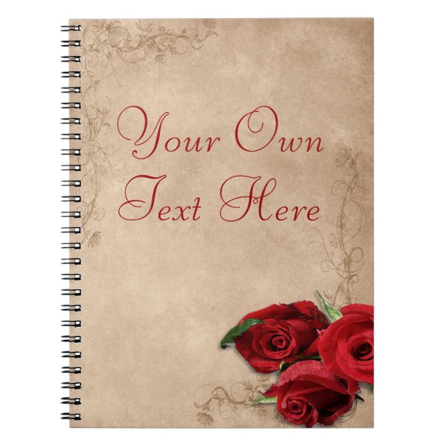 Vintage Brandy Rose Spiral Notebook (Front)