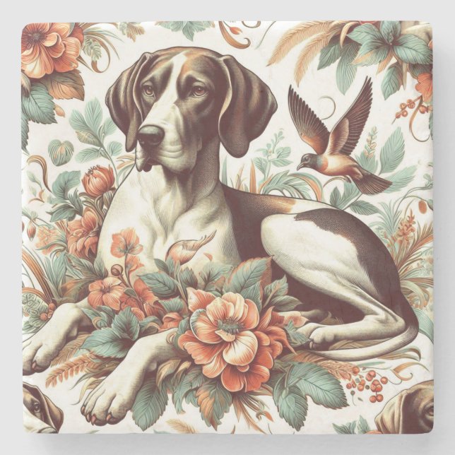 Vintage Braque Français  Illustration Stone Coaster (Front)