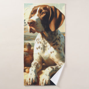 Vintage Braque Français Painting Bath Towel