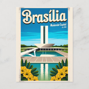 Vintage Brasília Brazil Modernist Capital Retro Postcard