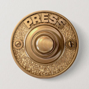 Vintage Brass Doorbell 7.5 Cm Round Badge