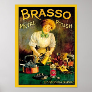 Vintage Brasso Metal Polish Ad Poster