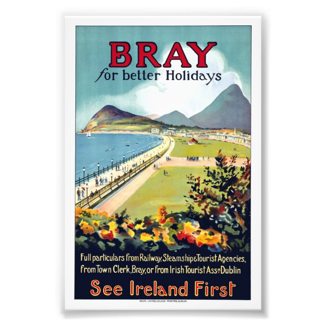 Vintage Bray Ireland Travel Poster (Front)