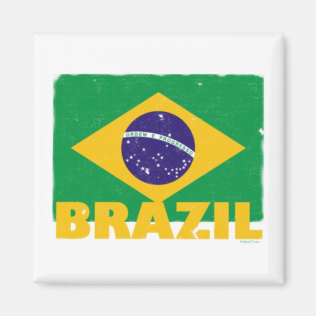Vintage Brazil Flag Magnet (Front)