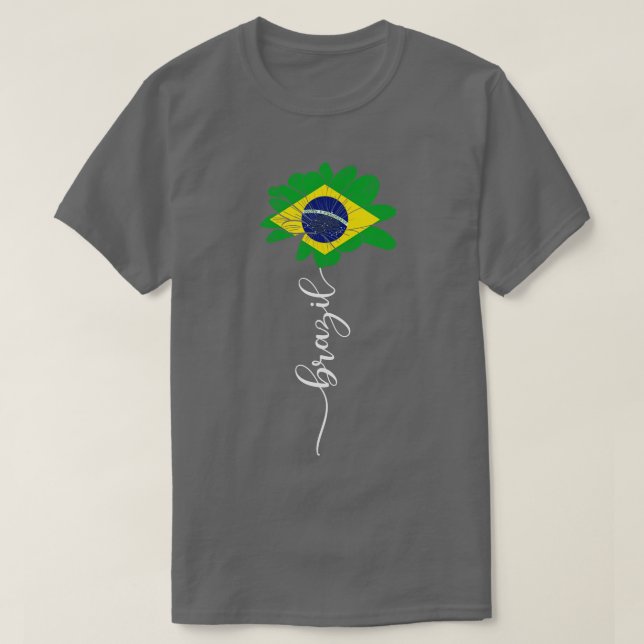 Vintage Brazil Sunflower Flag Brazil Lover T-Shirt (Design Front)