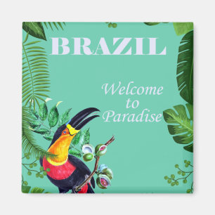Vintage Brazil Welcome to Paradise Travel Magnet