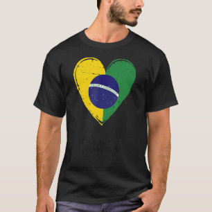 Vintage Brazilian Roots Heart Brazil Flag Pride 1 T-Shirt