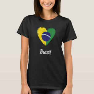 Vintage Brazilian Roots Heart Brazil Flag Pride T-Shirt