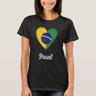 Vintage Brazilian Roots Heart Brazil Flag Pride T-Shirt