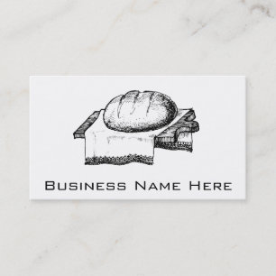 Vintage Bread Illustration, Black Line Art Business Card