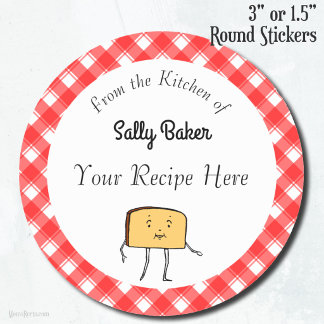 Vintage Bread Slice Red White Plaid Baking Classic Round Sticker
