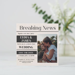 Vintage Breaking News Photo Wedding Invitation