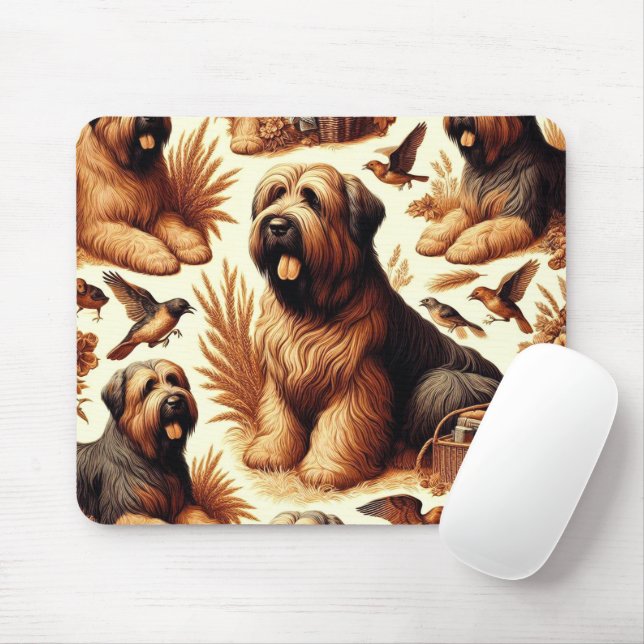 Vintage Briard Dog Seamless Mouse Pad (With Mouse)