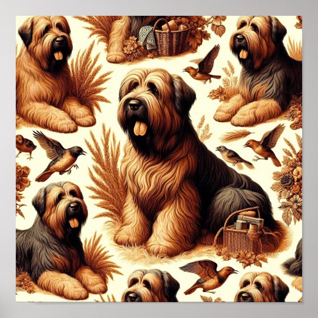 Vintage Briard Dog Seamless Poster (Front)