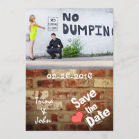 Vintage Brick Wall Graffiti Love Save the Dates