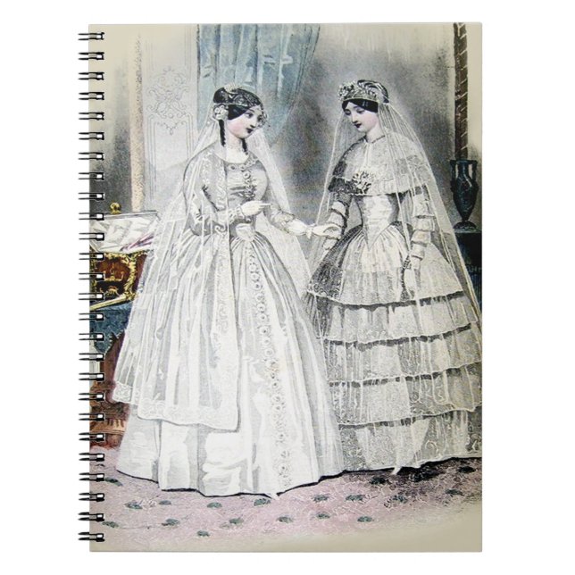 Vintage Bridal Brides Antique White Wedding Spiral Notebook (Front)