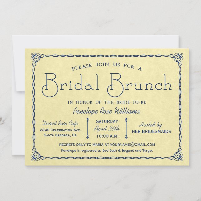 Vintage Bridal Brunch Bridal Shower Invitations (Front)